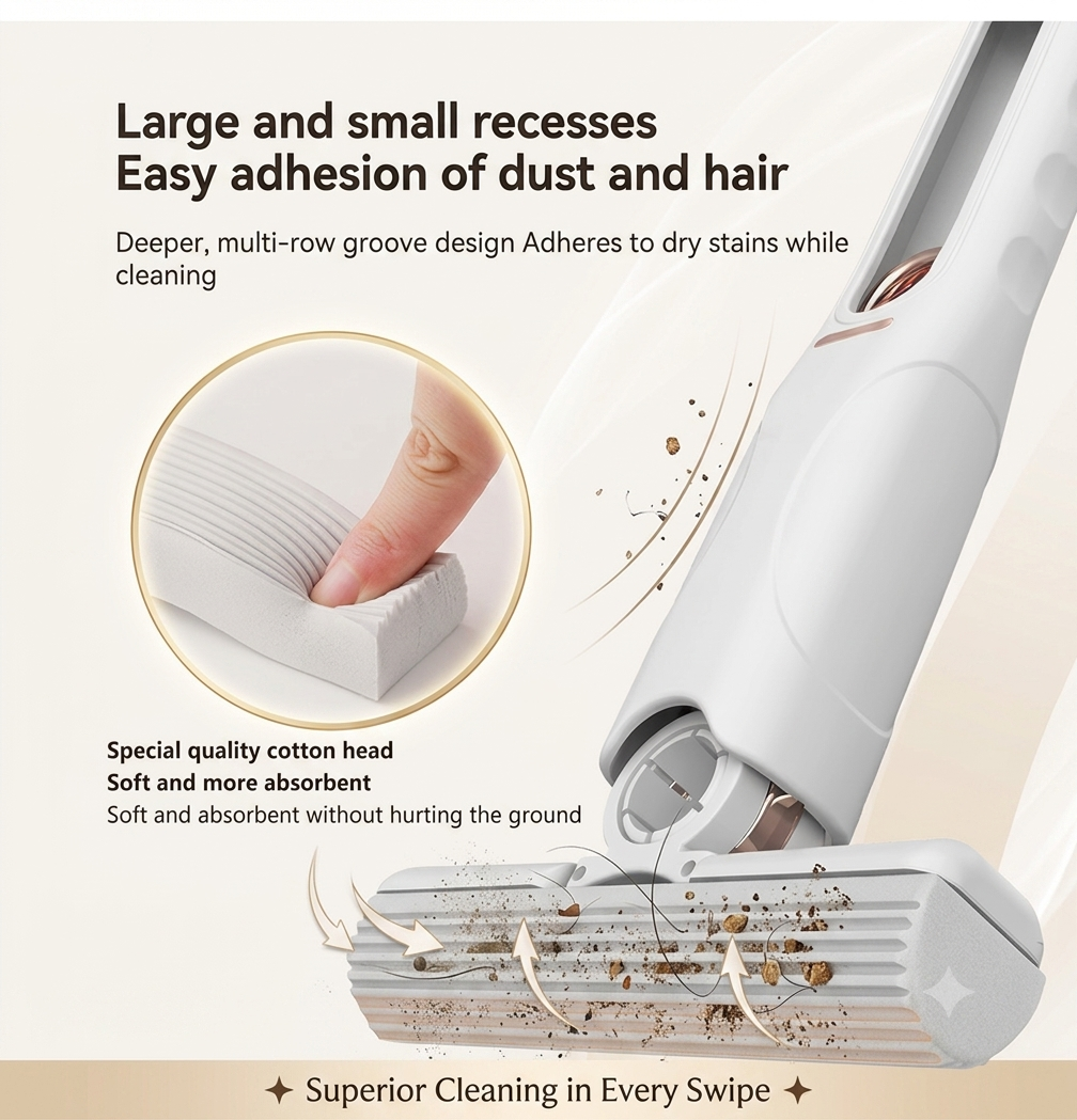 Zetnova™ Self-Squeeze Mini Mop – 2 Free Refills Included