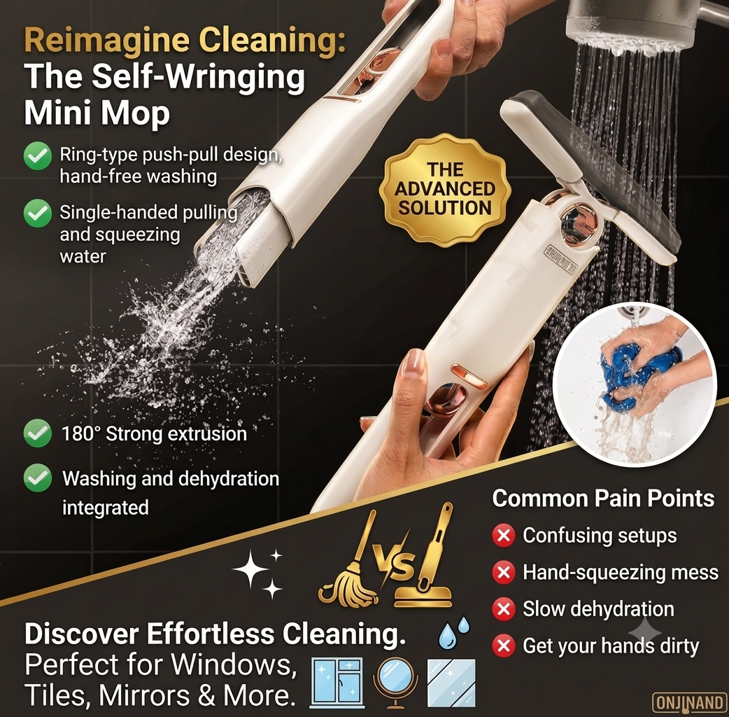 Zetnova™ Self-Squeeze Mini Mop – 2 Free Refills Included
