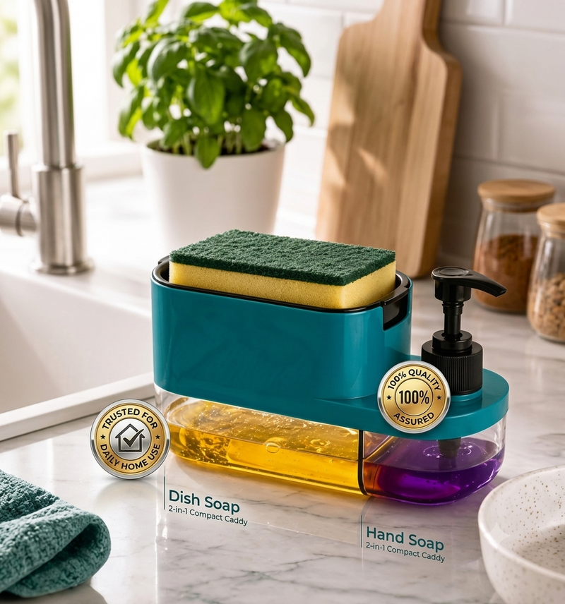 Zetnova™ EasyPress™ 3-in-1 Soap Dispenser & Sponge Holder