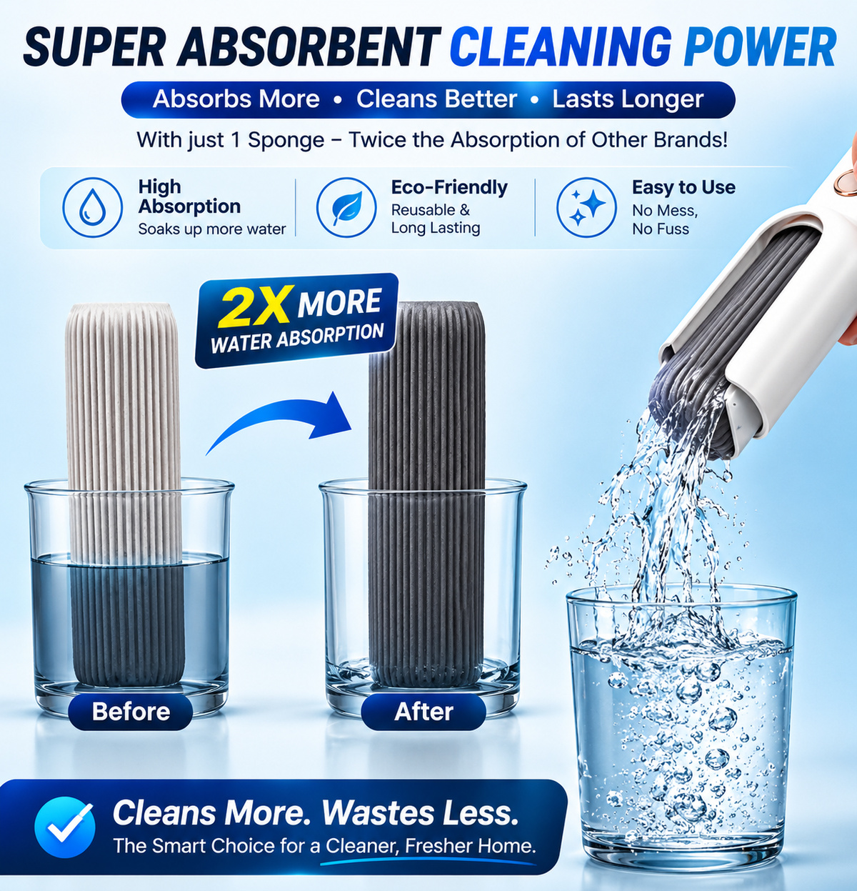Zetnova™ Self-Squeeze Mini Mop – 2 Free Refills Included